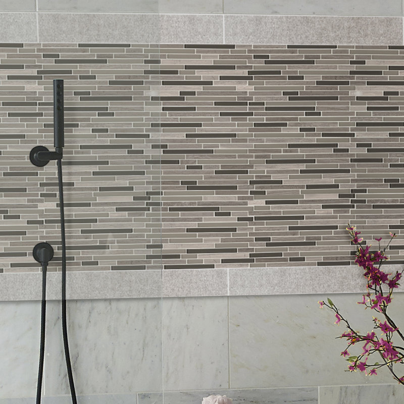 Sedona Interlocking 12 in. x 12 in. Glass Stone Blend Mosaic Wall Tile