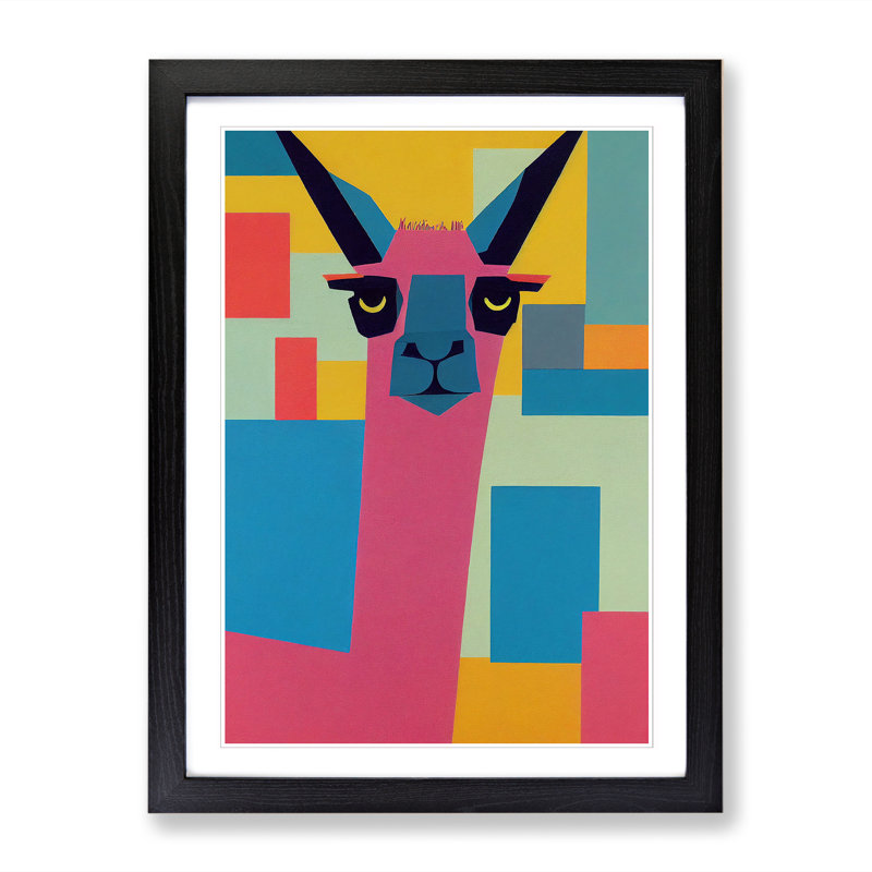 Llama Suprematism - Single Picture Frame Print, Black, 34cm H x 25cm W x 2cm D