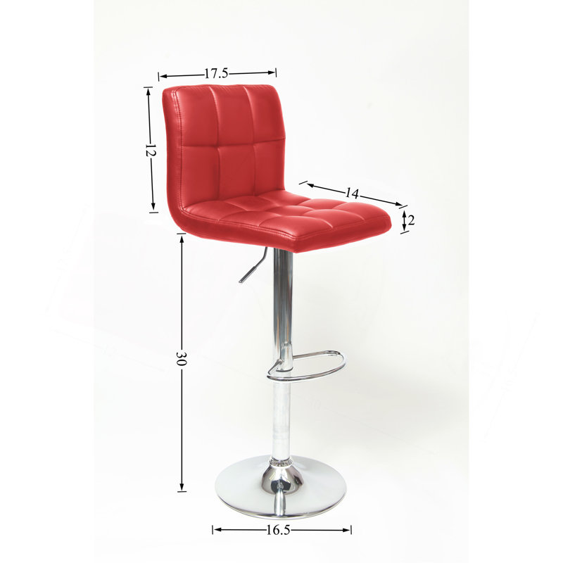 Tabouret de bar pivotant et réglable en similicuir hydraulique, ensemble de 2, rouge