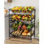 Chariot de rangement pour cuisine, chariot à collation roulant, support à fruits à 4 niveaux de 25,2 po de largeur, garde-manger en métal avec panier grillagé empilable, noir