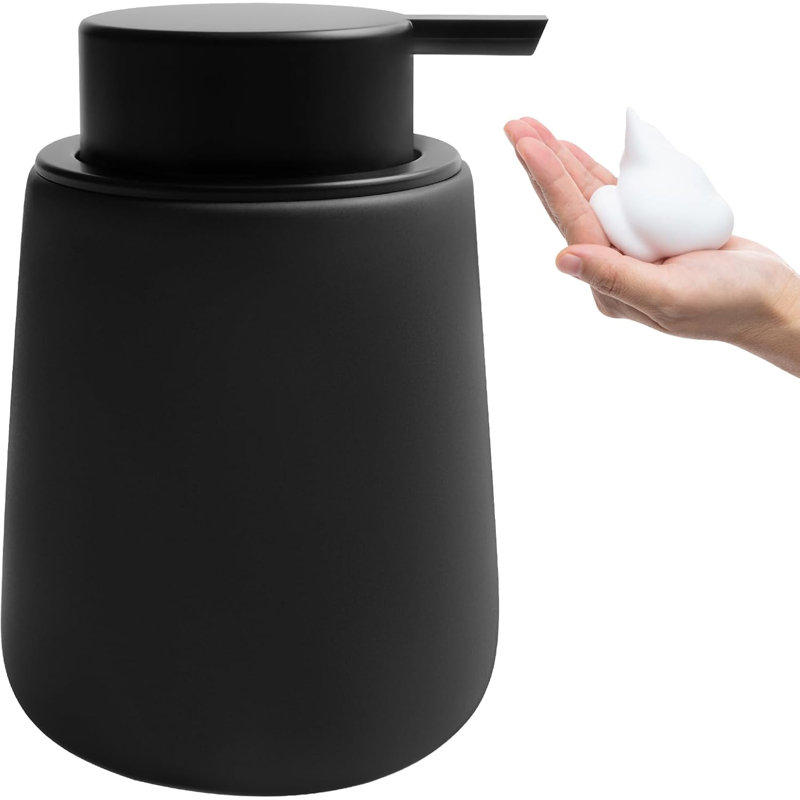 12 Oz Ceramic Foaming Soap Dispenser Foam-brownblack