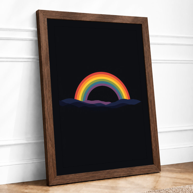 Neon Rainbow Light Modern - Framed Print, Walnut, A1 - 84.1 x 59.4 cm