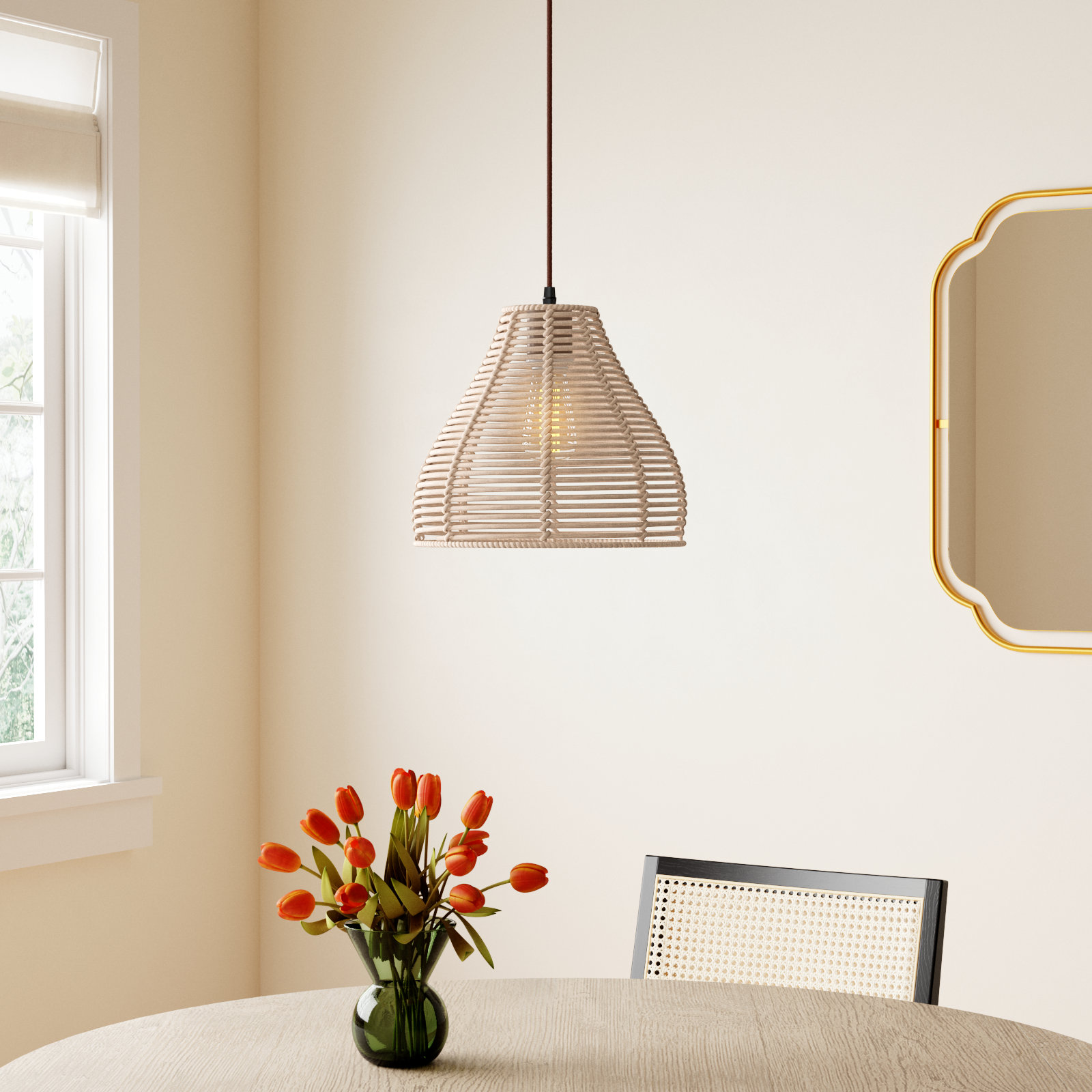 Bloomsburg Single Light Rattan Plug-in Pendant