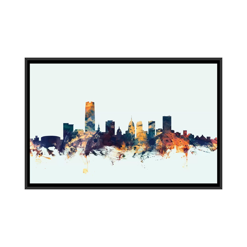 Skyline Series: Oklahoma City, Oklahoma, États-Unis, impression sur toile tendue en bleu, H 18 po x l 26 po x P 1,5 po