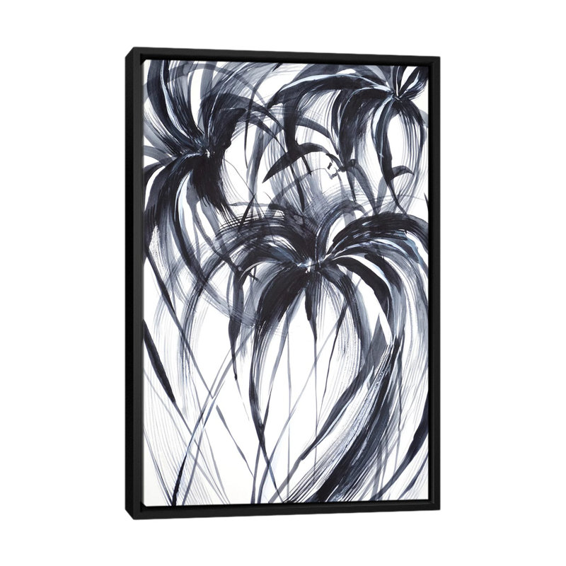 « palms », impression sur toile, H 26 po x l 18 po x P 1,5 po, Toile avec cadre noir, Pas de tapis