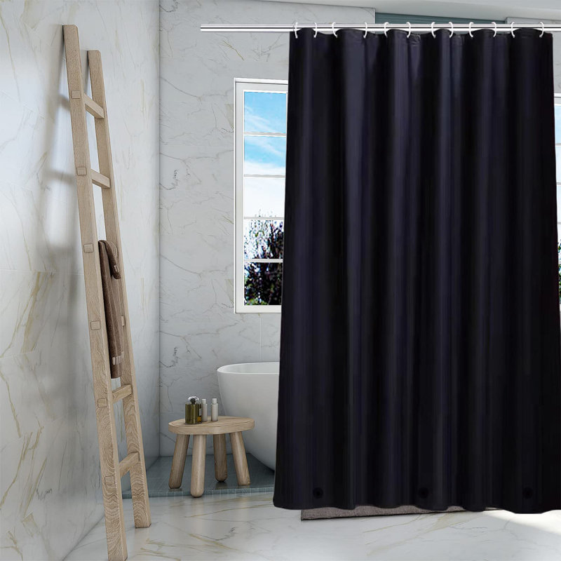 Rideau de douche PEVA noir, rideau de bain imperméable 72 po x 72 po avec 3 aimants et œillets, noir