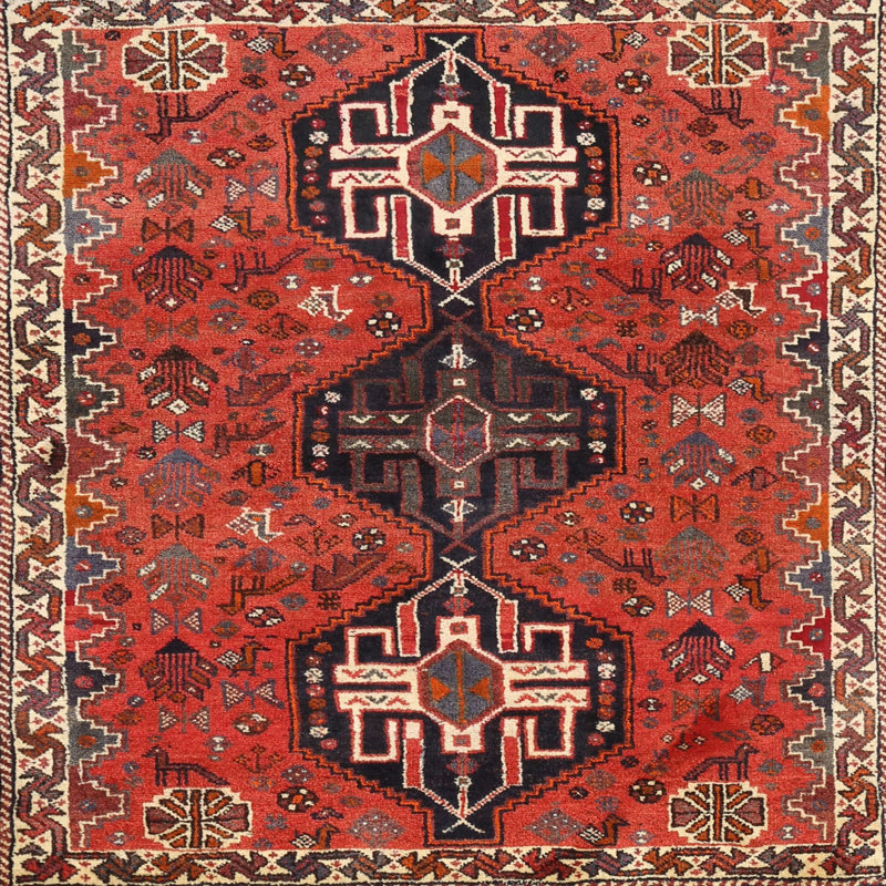 Tapis traditionnel rouge / noir / gris Eraclia, Rectangle 2 pi x 5 pi