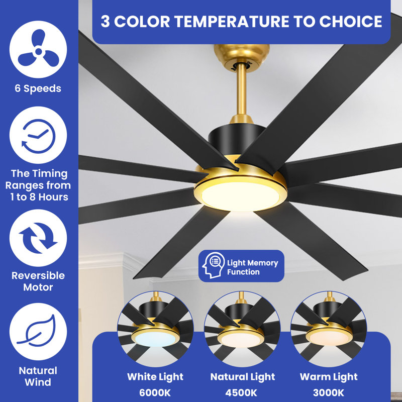 Demarcio 72'' Ceiling Fan with LED Lights