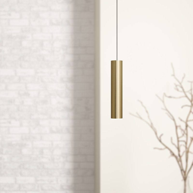 Luminaire suspendu cylindrique à 1 lumière Nevcivan, Laiton