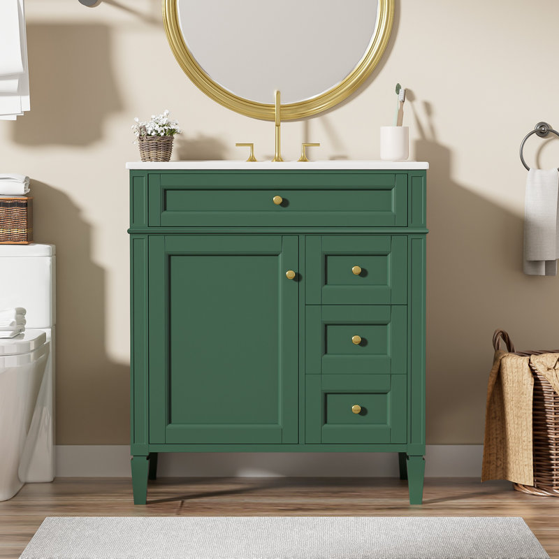 Meuble-lavabo de 30 po avec lavabo supérieur, Vert