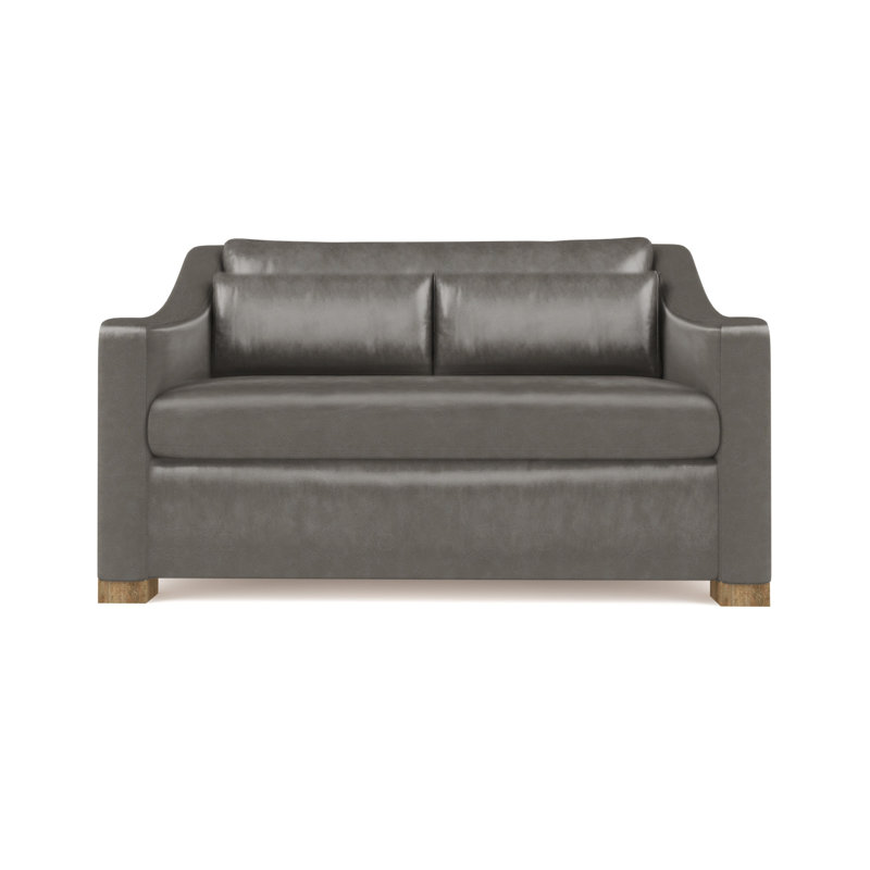 Causeuse Crosby, Ponce rétro en cuir, H 32,5 po x l 60 po x P 43 po, Ébène