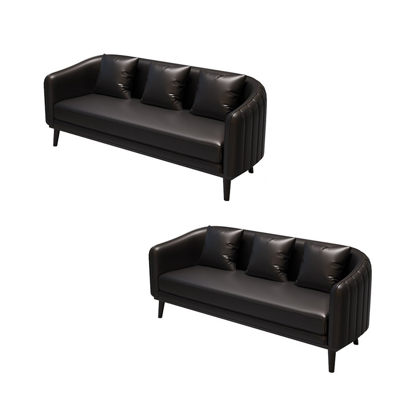 Megna 70.1'' Faux Leather Sofa, Black Faux Leather