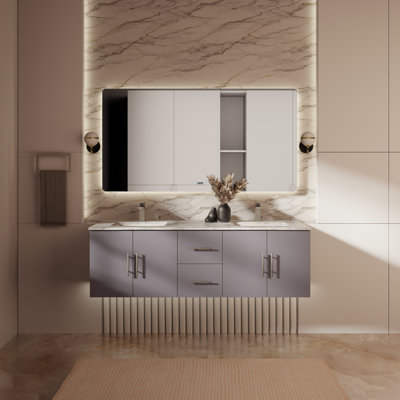 Meuble-lavabo double l 60 po x P 22 po Geneva