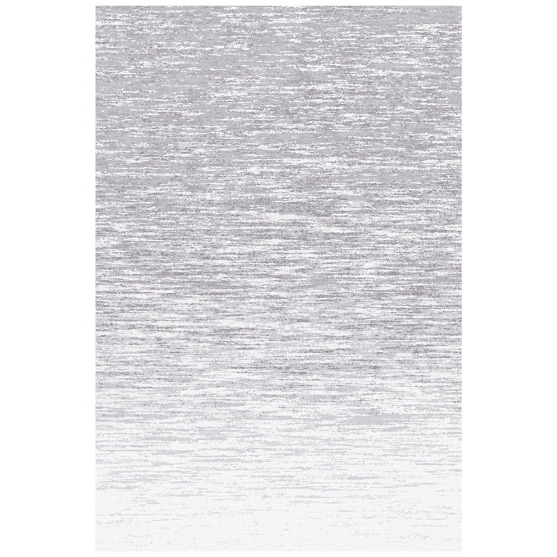 Tapis moderne gris clair et blanc Chezare pour le salon ou la chambre à coucher, Rectangle 6 pi x 9 pi