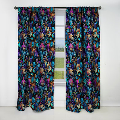 Moroccan Dream Boho Pattern III - Floral Curtain - Blackout Floral Curtain - 1 Panels
