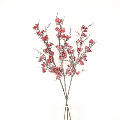 Arrangement floral de 36 po en forme de grappe de fleurs givrées artificielles pour remplissage de vase, branche de brindille de ferme, longue tige florale en vrac pour mariage, fête de Noël, bureau, table, centre de table, décorations