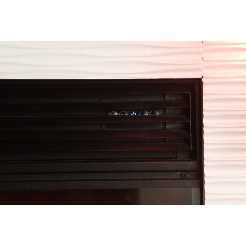 Meuble télé blanc avec foyer à 3 niveaux de luminosité et contrôle de la température ambiante