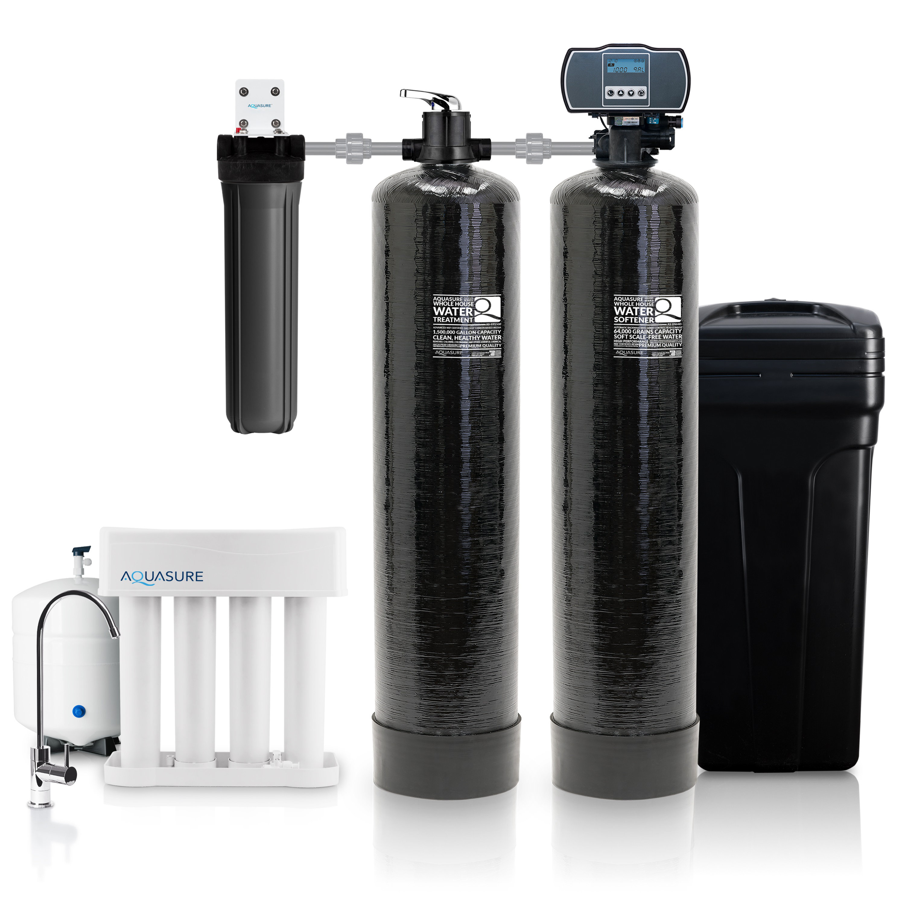 AQUASURE Whole House Filtration with 64,000 Grain Water Softener