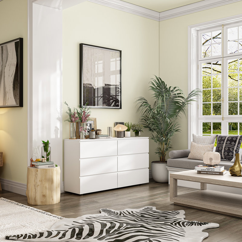 Commode double moderne à six tiroirs avec finition blanche