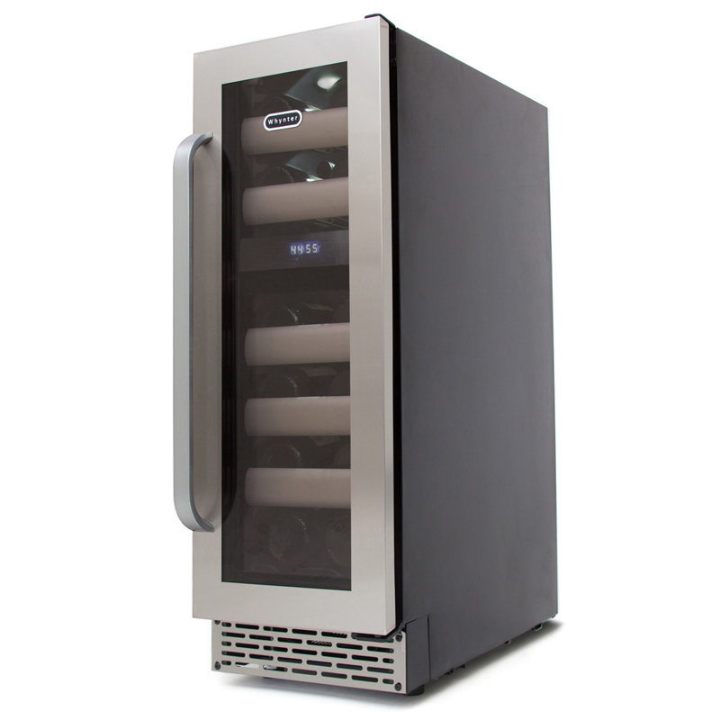 Whynter 12'' width 17 Bottle Dual Zone Built-In Wine Refrigerator with Seamless Stainless Steel Door