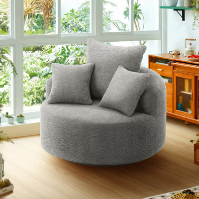 Fauteuil d'appoint pivotant à 360 ° rond - dossier incurvé, conception à compression rembourrée, sièges moelleux et confortables