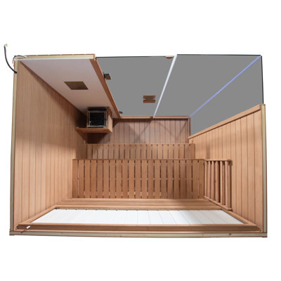 Sauna à vapeur Samsora d'intérieur traditionnel pour 3 personnes pour la maison, avec thérapie par lumière rouge et conception à panneau d'ions négatifs, 4500 W / 240 V, bois d'acajou, 95 ℉-230 ℉, haut-parleur Bluetooth intégré et lampe de lec