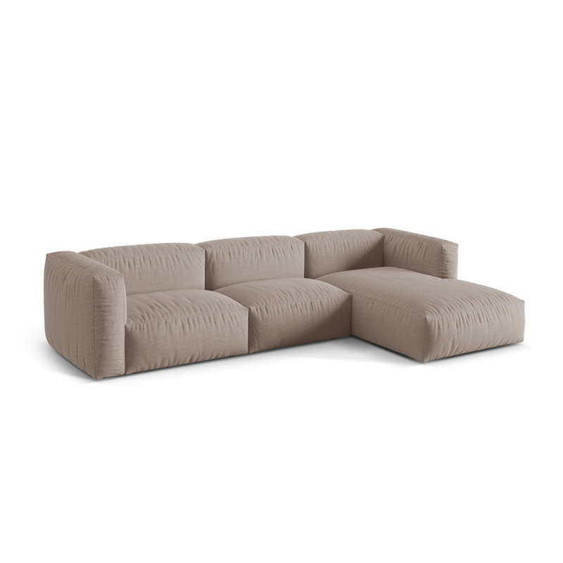 Carce 3 Seater Corner Sofa , Right-Hand Facing, Structured Fabric- Dark Beige