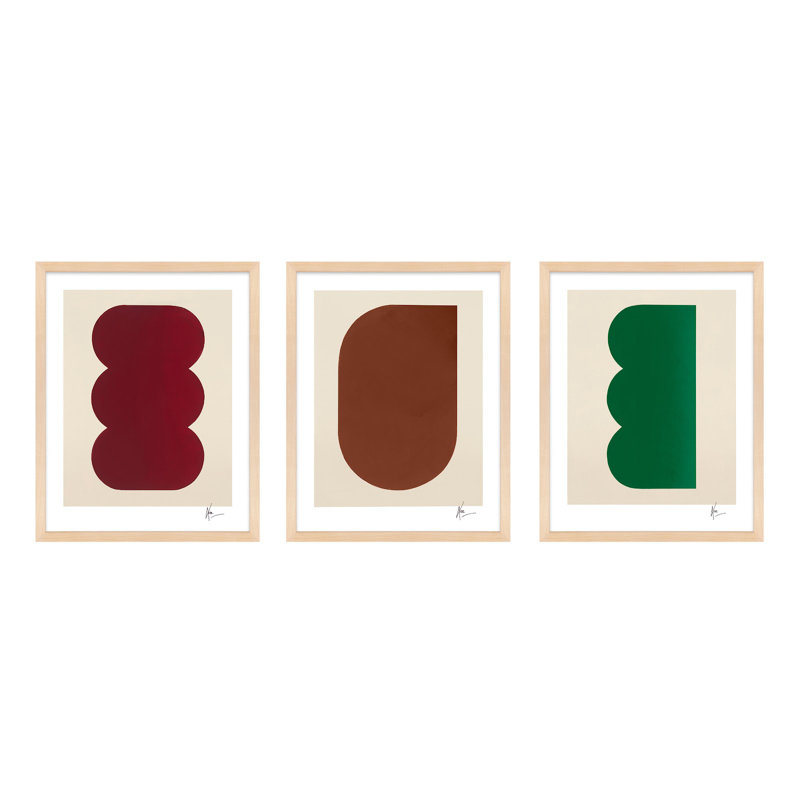 Keyhole 1-3. Set Of 3 by Lee Lessem, Maple Framed, 20" H x 16" W x 1.25" D