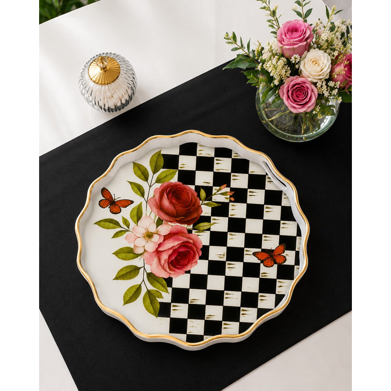 Plateau, White/Multicolor, Checkered, Floral