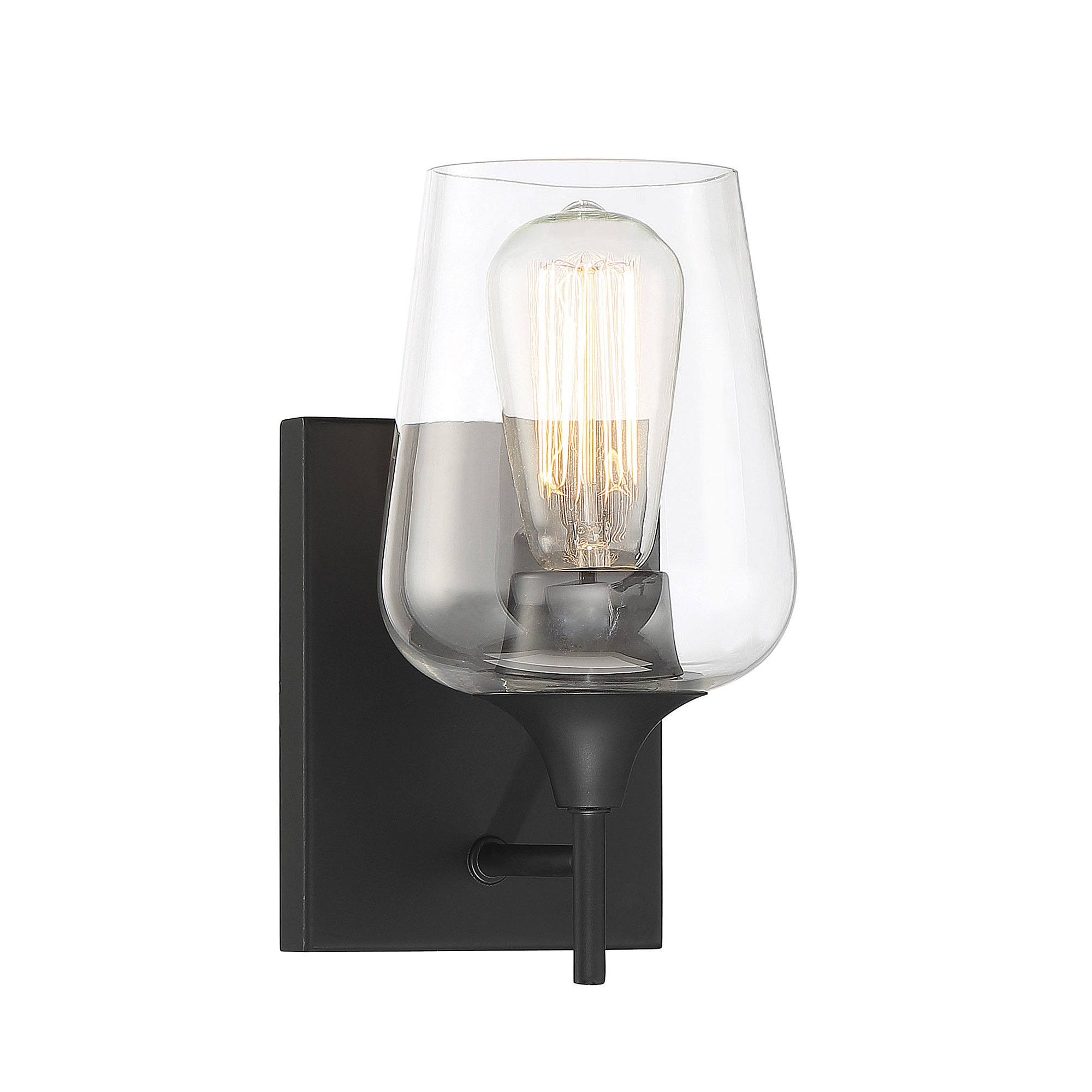 Breena Single Light Dimmable Armed Sconce, White, Matte Black