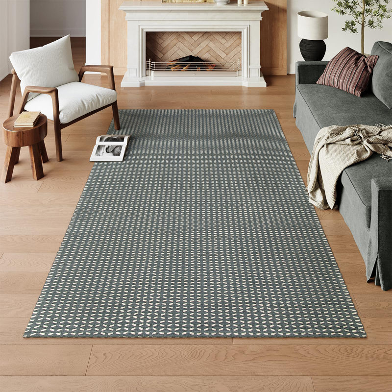 Honeycomb Cotton Weave Washable Area Rug - Stylish Mesh Design for Living Room, Bedroom, or Office Decor, Rectangle 4' x 6'
