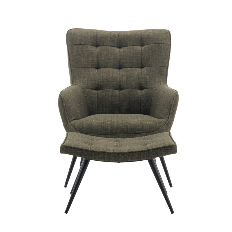 Jessamine Armchair with Footstool, Green