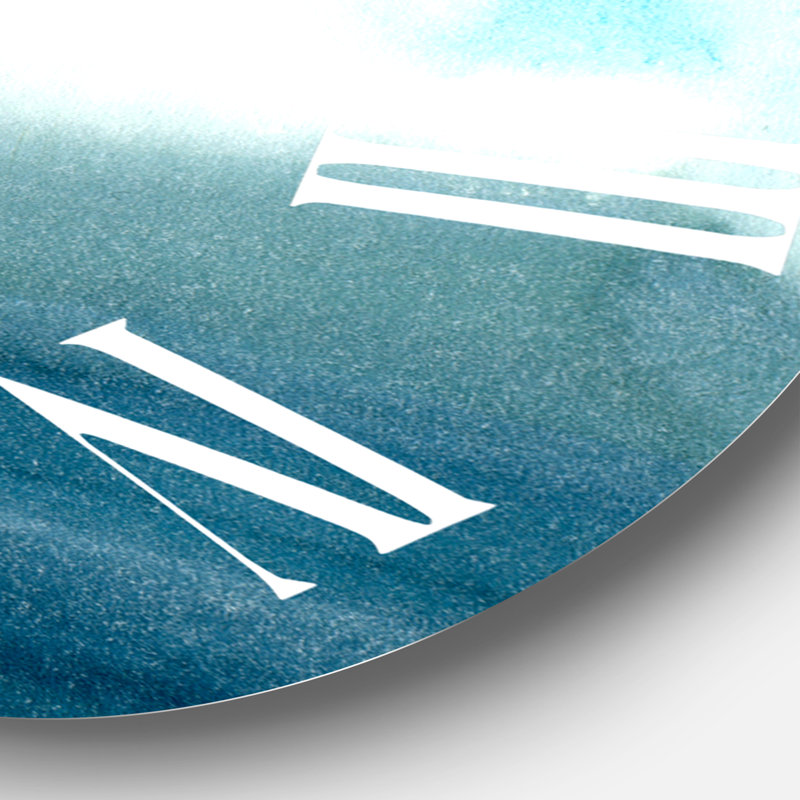 Océan bleu aquatique abstrait impression I - horloge murale moderne, Grand