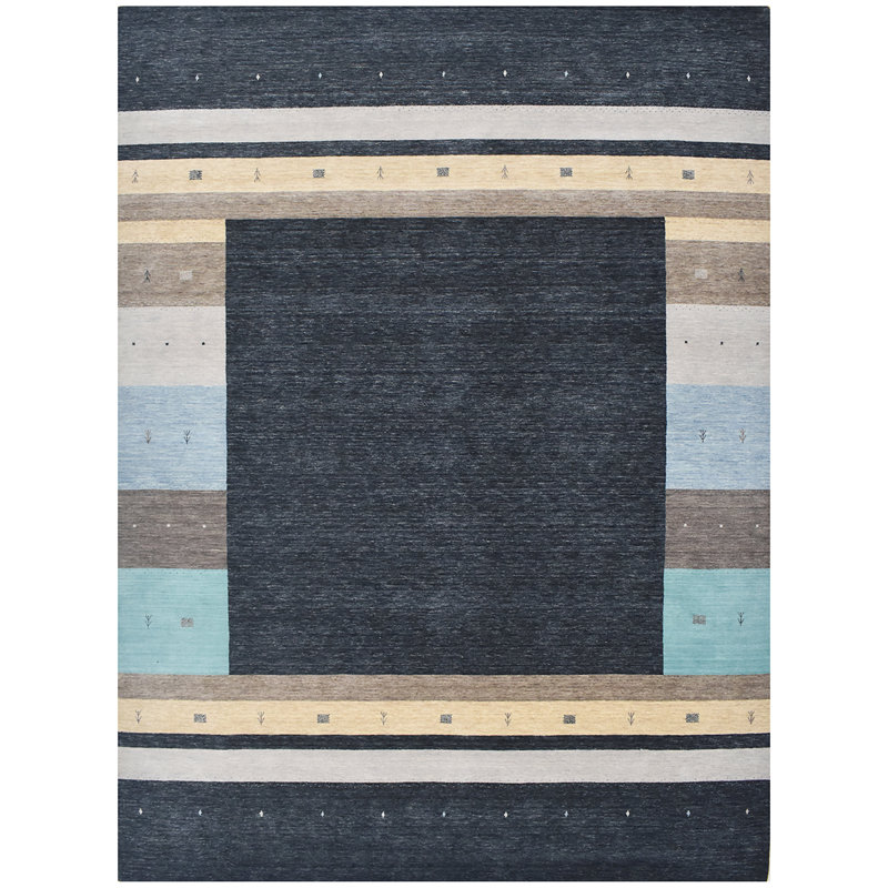 Wool Striped Area Rug, Rectangle 6' x 9"