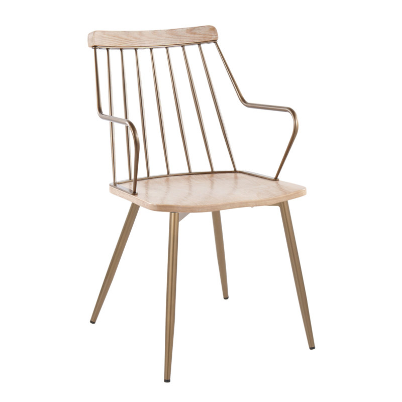 Chaise en cuivre antique et bois blanchi