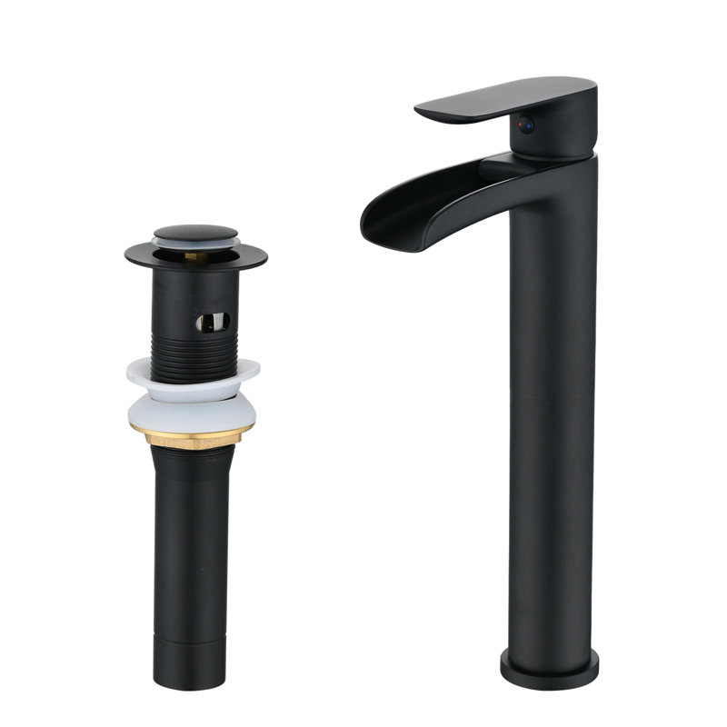 Single-Hole Single-handle Bathroom Faucet with Drain Assembly, Matte Black