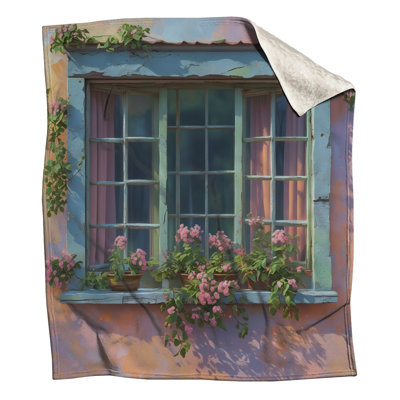 Pastel Window With Flowers Blankets