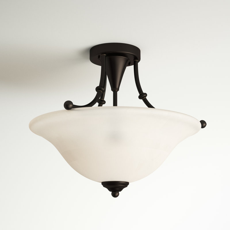 Baronne Glass Semi Flush Mount, Weathered Bronze