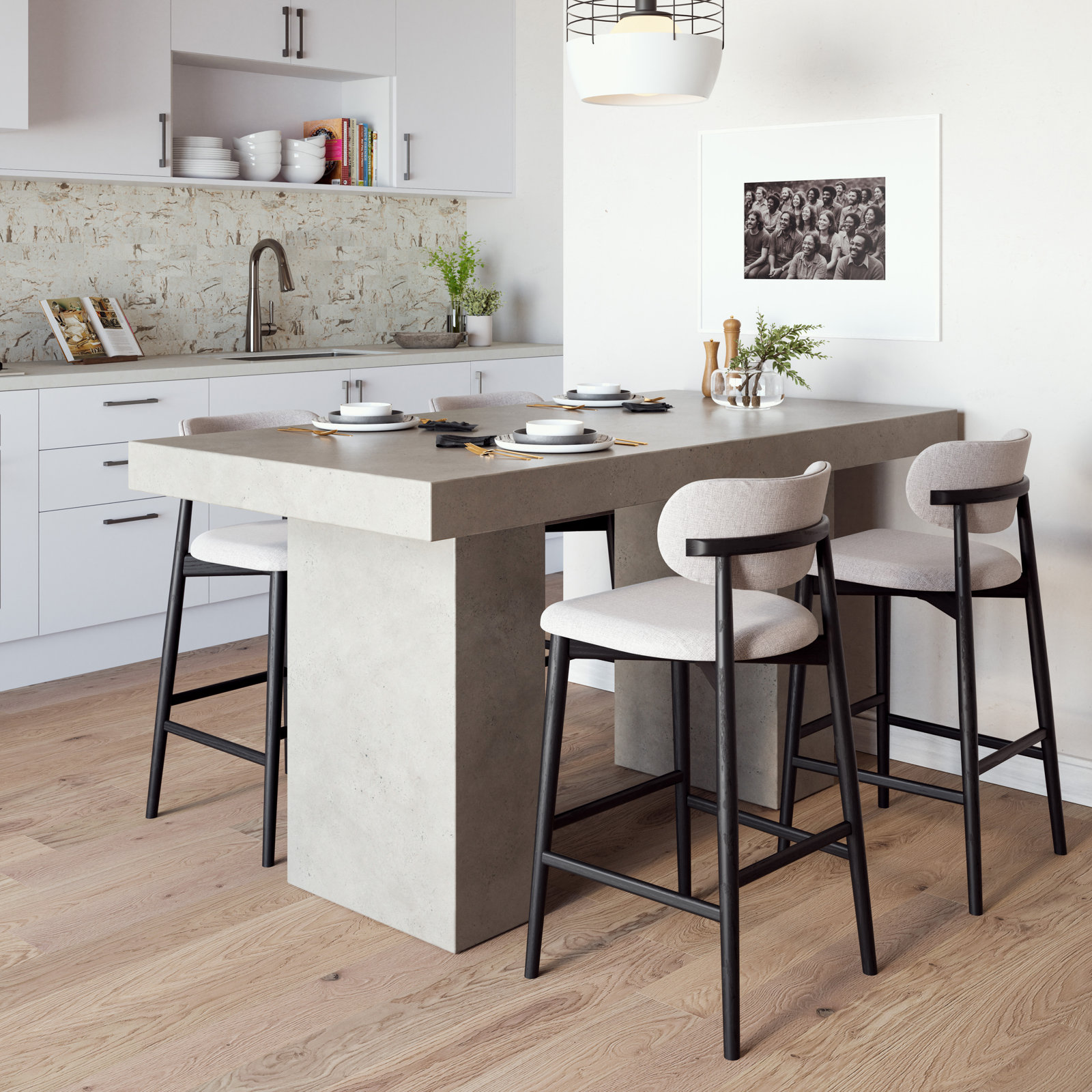 Kareen Dining Table, 70.75" L x 35.5" W, Dark Gray, Counter Table (36.25" Height)