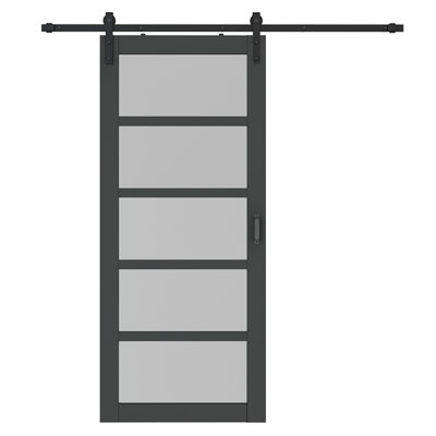 36'' x 84'' Solid + Manufactured Wood Glass without Installation Hardware Kit Barn Door