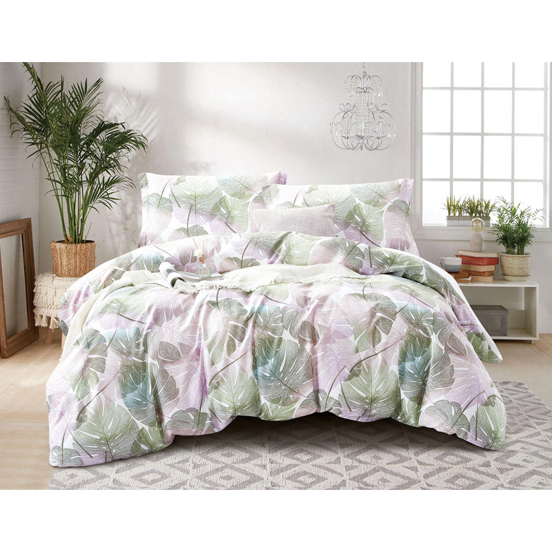 Mousoupetros Microfiber Floral Duvet Cover Set with Pillowcases, Single Duvet Cover + 1 Pillowcase