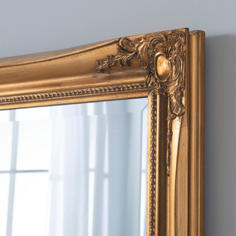 French Style Burdette Carved Wood Framed Accent Mirror, 90 cm H x 63 cm W, Gold