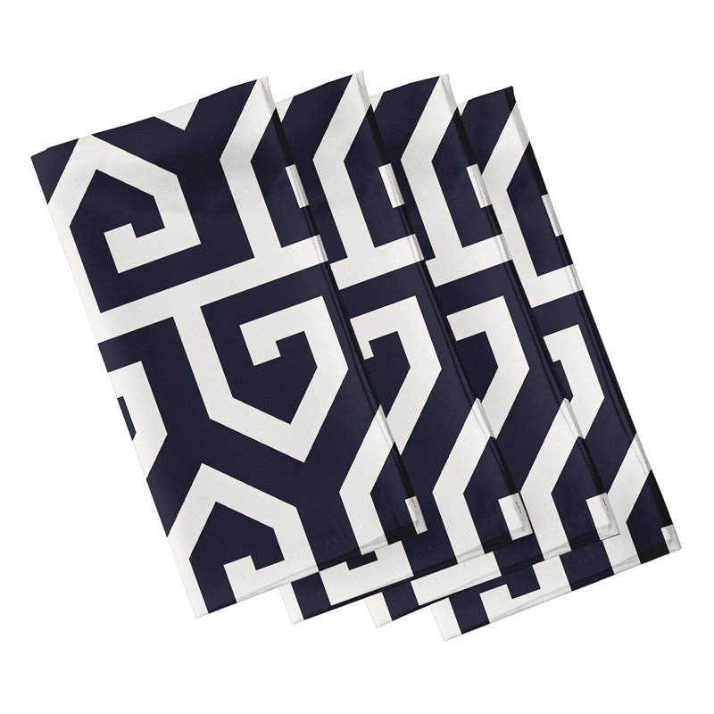 Polyester Geometric Square Napkin, 18" W x 18" L, Navy Blue