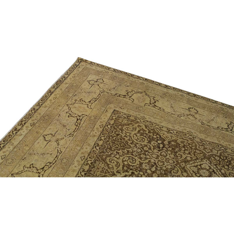 Tapis unique en viscose noué à la main brun / beige 9 pi 1 po x 11 pi 10 po