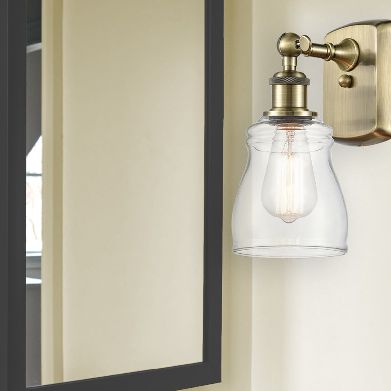 Mccarver Armed Sconce, LED, Clear, Antique Brass