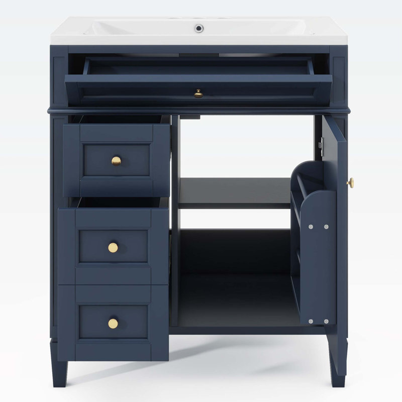 30'' Bathroom Vanity with Top Sink, Blue