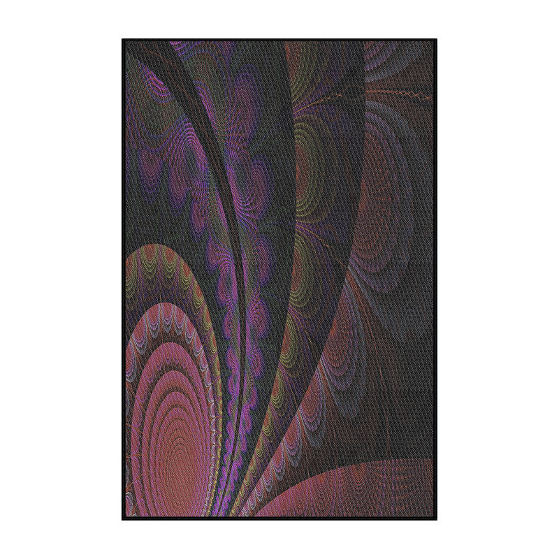 Tapis noir/orange tissé à la machine, Rectangle 8 pi x 10 pi