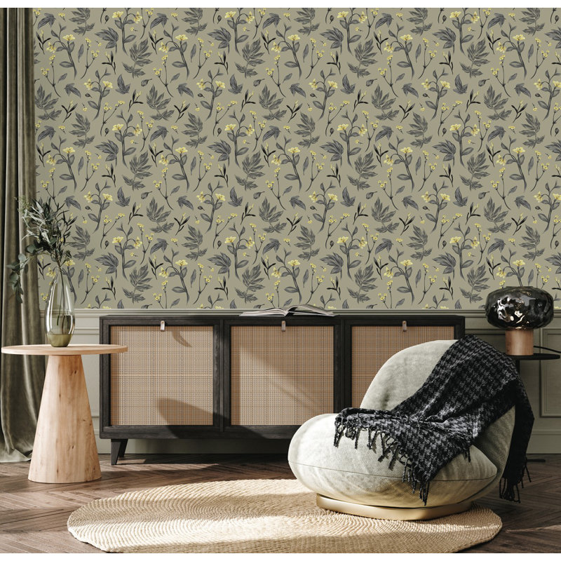 Panneau de papier peint à fleurs, L 2,08 pi x L 18,75 pi