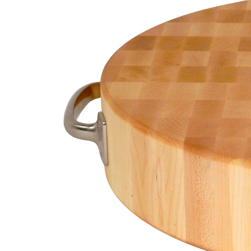 Gift 18" End Grain Maple Round Chopping Block with Handles