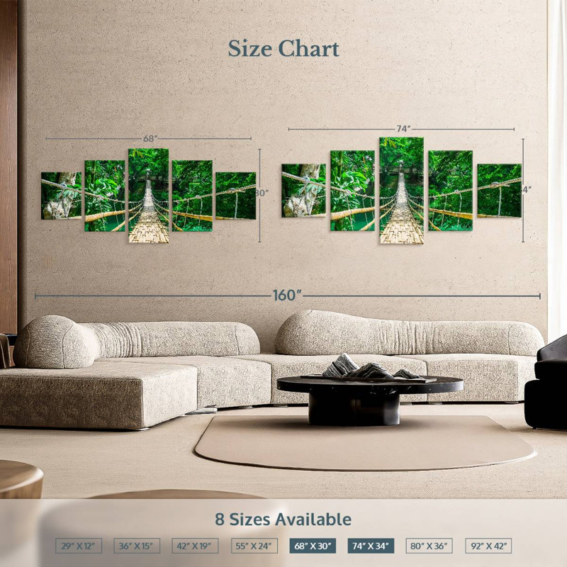 Bamboo Suspension Bridge, 34" H x 74" W
